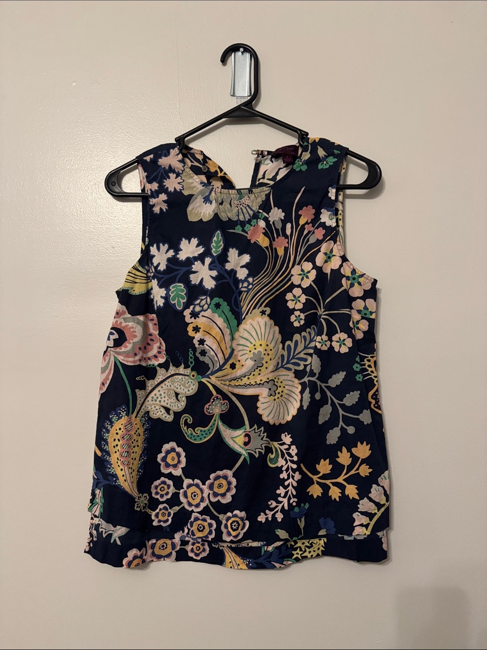 J. Crew Liberty Fabrics Navy Floral Print Sleeveless Blouse
